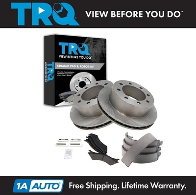 Kit de pastillas de freno y rotor de cerámica trasera TRQ para Ford E-250 2005-2007 Foto 1 de 4