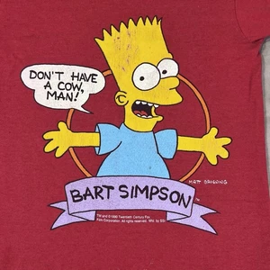 Vintage Simpsons Shirt Youth 10/12 Red Bart 1990 Don’t Have A Cow Man! - Picture 1 of 14