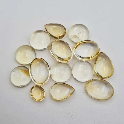 Lote de 3 piedras preciosas sueltas cabujón mezcla citrino natural 10*12-15*20 mm 49 ct Foto 1 de 3
