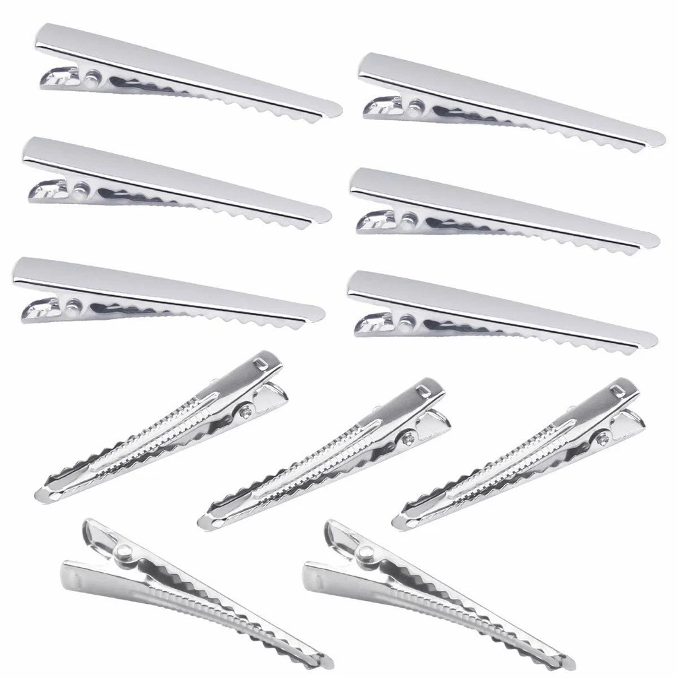 100 Pezzi Coccodrillo Alligatore Clip per Capelli, 45mm Metallo Fermagli per Cap - Immagine 1 di 1