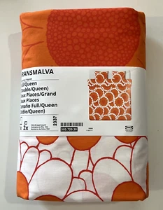 New IKEA KRANSMALVA Full Queen Duvet Cover + 2 Pillowcases Orange White Floral - Picture 1 of 9