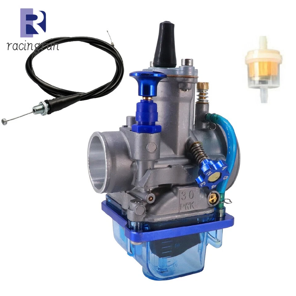 PWK30 Carburetor & Throttle Cable Fit Honda Yamaha Dirt Keihin Suzuki Kawasaki - Image 1 of 4