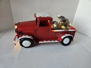 Red Metal Farm Truck Light Up Christmas Decoration Trees  - Picture 1 of 16