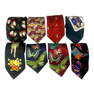 8 件 批量 男式 领带,夏威夷 HULA 女孩,SNOOPY X-MAS,蝴蝶,企鹅,牛仔 h — 第 1/4 张图片