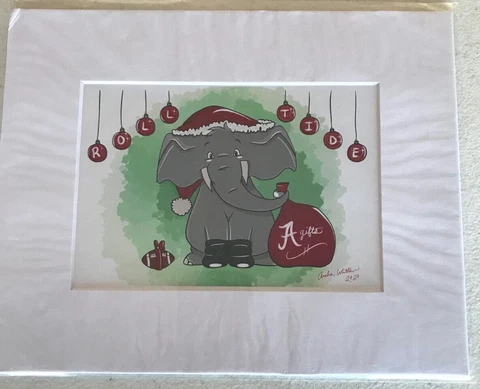 Alabama Crimson Tide NCAA Mascot Holiday Lithograph Art! 2020! Cover