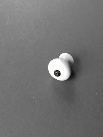 P5 Vintage Round Ceramic Porcelain Drawer Knob White 1 1/16" Black Screw Cover