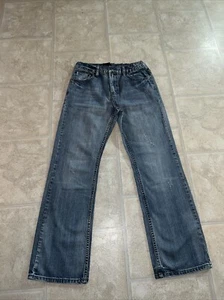 Helix Boys Jeans Size 18 Slim Boot Denim Medium Wash Distressed Bootcut - Picture 1 of 7