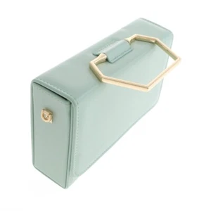 Nuevo Bolso sin asas de noche de cuero sintético verde con asa de metal dorado KBD145-GRN - Imagen 1 de 3