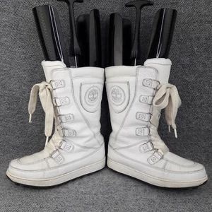 Timberland Girls Boots UK 3.5 White Leather Mukluk Lace Up Winter Boots EUR 36 - Picture 1 of 22