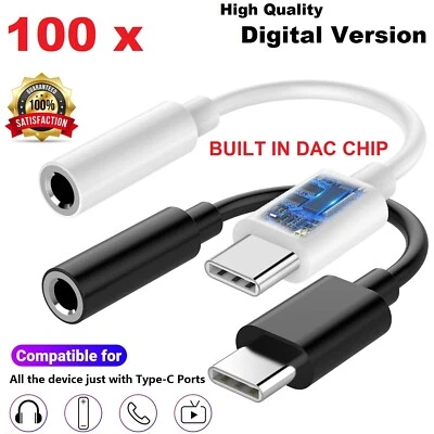 100 x LOT USB-C Type-C to 3.5mm Audio Jack Adapters Cords For Android iPhone 15 - Image 1 of 4
