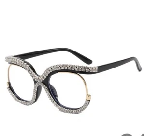 Monturas de gafas ópticas cuadradas cristal brillante lentes transparentes marco de gafas - Imagen 1 de 1