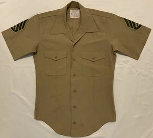 USMC US Marine Corps Creighton Uniform Khaki Shirt S Military Rifle Gun Vtg Army - Picture 1 of 6