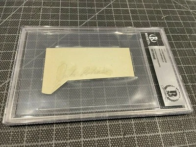 JACKIE ROBINSON ROY CAMPANELLA BROOKLYN DODGERS FIRMADO DOBLE CORTE LOSA BECKETT Foto 1 de 2