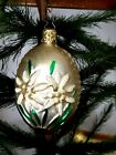 Vintage-New Inge Glas Easter Egg W Edelweiss Glass Ornament West Germany