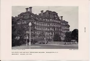 Vintage 1950er Druck Vokuhila Architekt alter Staatskrieg & Marineabteilung Bldg WASHINGTON DC - Bild 1 von 1