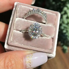 Oval Cut 3 Carat Moissanite Bridal Set Engagement Ring Solid 14K White Gold VVS1