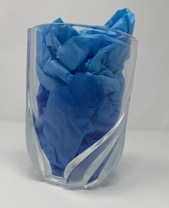 Crystal Flower Vase Partly Frosted 3D Design 6.5” Tall - Picture 1 of 8