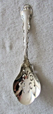 Strasbourg Gorham Pierced Bowl Sterling Silver Serving Spoon 8 9/16” Nut Spoon ( - Image 1 of 3