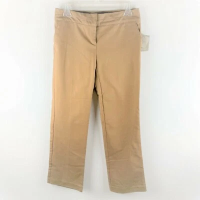 Madison 4P Petite Dress Pants Silhouette Slimming Tan Straight leg New - Image 1 of 4