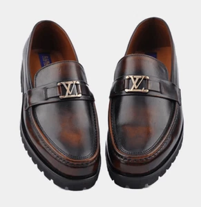 Mocasines gruesos Firenze Atelier de cuero MARRÓN para hombre suela Vibram - Imagen 1 de 6