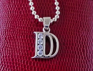 Silver Monogram Letter D Pendant Necklace 925 Sterling - Picture 1 of 3