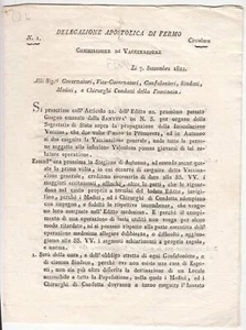 Circolare Delegazione Apostolica Fermo Campagna vaccinazione contro Vaiolo 1822 - Imagen 1 de 2