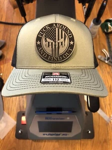 Richardson 112 Baseball Trucker Hat Army Green Patriot Punisher Skull Blk Patch - Picture 1 of 1
