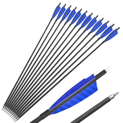 30'' ID6.2mm Archery Carbon Arrows SP500 4" Turkey Feathers Bow Hunting Target - Image 1 of 4