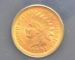 HS&C: 1901 Indian Head Penny/Cent Red MS64 ANACS - US Coin - Picture 1 of 4