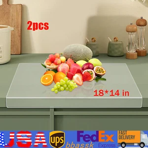 2 PCS Rectangle Clear Kitchen Acrylic Chopping Board Cutting Boards Easy Clean - Picture 1 of 14
