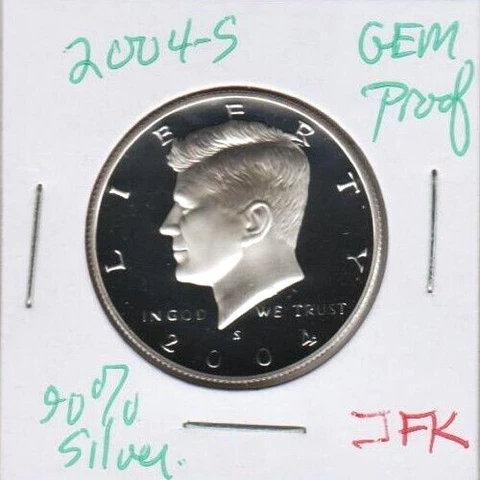 2004 S Kennedy Half Dollar 90% SILVER Proof Frosty Sweet Eye Candy John F JFK ST Cover