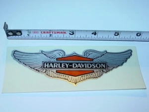 HARLEY DAVIDSON WINGS VINTAGE 1970's WINDOW MOTORCYCLE STICKER DECAL 2"x 6" - Picture 1 of 3