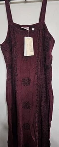 Holy Clothing NWT sz L MAROON Sleeveless Maxi Dress Embroidered Renaissance - Picture 1 of 13