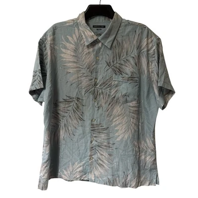 Van Heusen Hawaiian Shirt Mens 2XL Blue Floral Slim Fit Tropical Beach Aloha S/S - Image 1 of 4