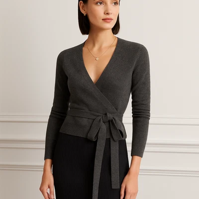 Polo Ralph Lauren Suéter Envolvente de Cachemira Cárdigan con Cinturón Gris Jaspeado S Nuevo con Etiquetas Foto 1 de 4