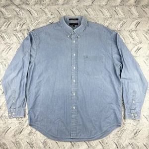 VINTAGE Tommy Hilfiger Shirt Mens XL Blue Denim Long Sleeve Light Wash Cotton - Picture 1 of 16