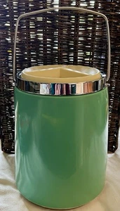 VTG Retro Mid Century Turquoise Atomic Ice Bucket Chrome MCM - Picture 1 of 10