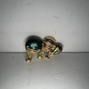 Vintage Signed BOB MACKIE Enamel Rhinestone Gold Tone Hot Air Balloon Pin Brooch - Picture 1 of 4