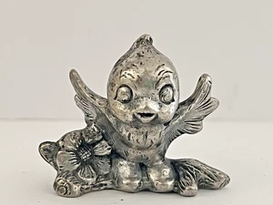 Vintage USA Pewter Baby Bird Figurine Miniature Paperweight Shelf Sitter - Picture 1 of 7