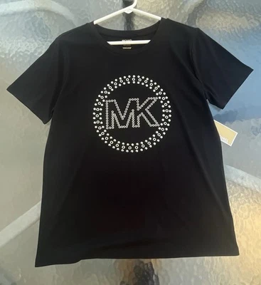 Nueva camiseta para mujer Michael Kors MK dorada con tachuelas talla S Foto 1 de 4