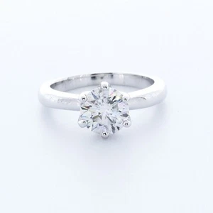 ANILLO SOLITARIO CLÁSICO DE 6 PUNTAS ORO BLANCO 14K CORTE REDONDO D/SI2 DIAMANTE LABORATORIO 1,49 QUILATES - Imagen 1 de 5