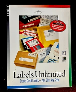 Softkey - Labels Unlimited - for Windows 3.5 Disks- Create Any Size, Style -NOS - Picture 1 of 4
