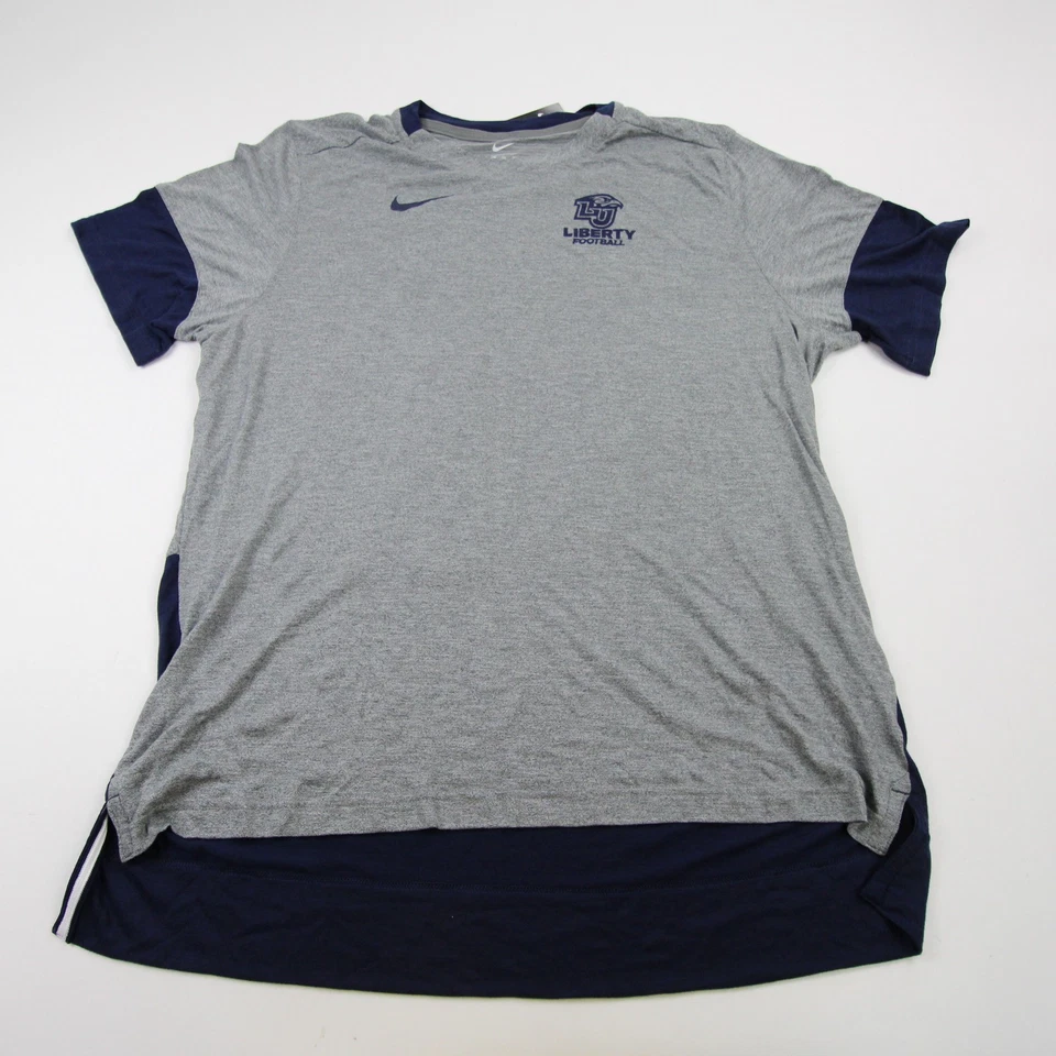 Liberty Flames Nike Dri-Fit Camisa Manga Corta Para Hombre Gris/Azul Marino Nueva Foto 1 de 1