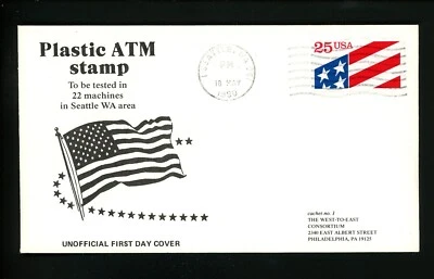 US FDC #2475 West To East /LGS 1990 Seattle WA 1 Flag ATM Plastic 1st Unofficial - Image 1 of 2