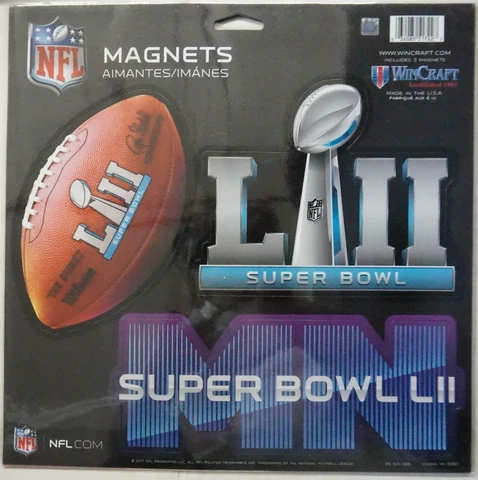 NFL Minnesota Vikings Wincraft Super Bowl 52 Set Of 3 Magnets NEW! Cover
