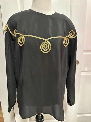 Blusa deportiva vintage Leslie Fay para mujer transparente con adorno de cuerda dorada Foto 1 de 4