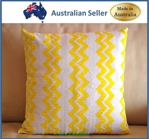 Lovely zig-zag yellow and white home decor cushion covers, 16" + FREE RUNNER - Picture 1 of 12