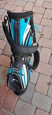 Bolsa de pie de golf SLAZENGER negro azul 5 div correa de hombro cubierta de lluvia poco genial Foto 1 de 4