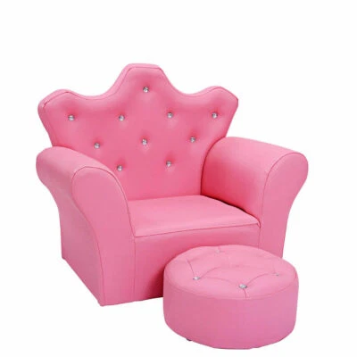 Kids Sofa Armrest Chair Couch Birthday Gift for Children Toddler w/Ottoman Pink - Image 1 of 4