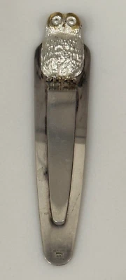 Clip de corbata de búho vintage tono oro plata esterlina Berks 2,75" 8,8 gramos Foto 1 de 4